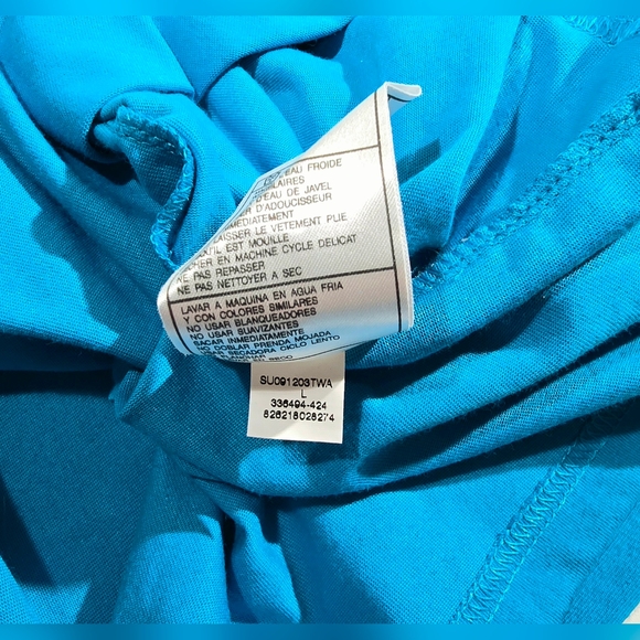 Nike Dri-Fit Cotton T-Shirt Blue Turquoise Silver Training 336494-424 Men Large - Picture 2 of 6